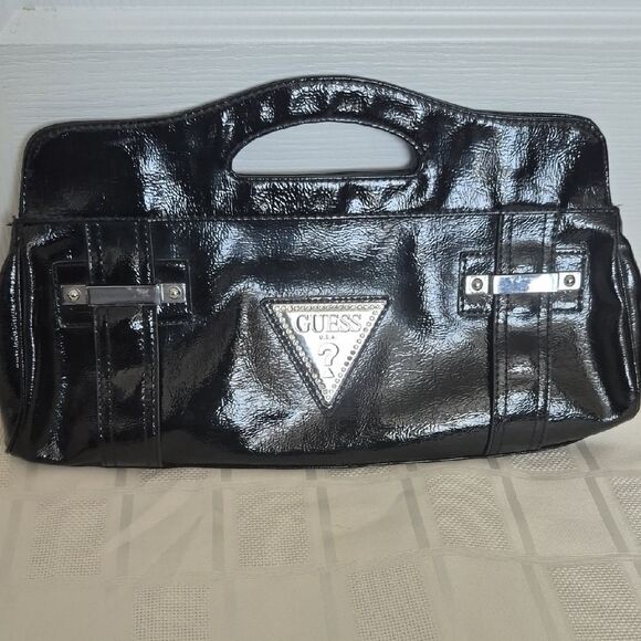 Guess Clutch Black Handbag with Silver Accents - Picture 15 of 16